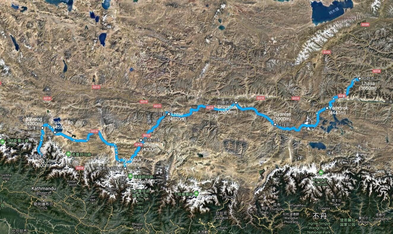 Tibet Motorradreise von Lhasa via Everest nach Nepal