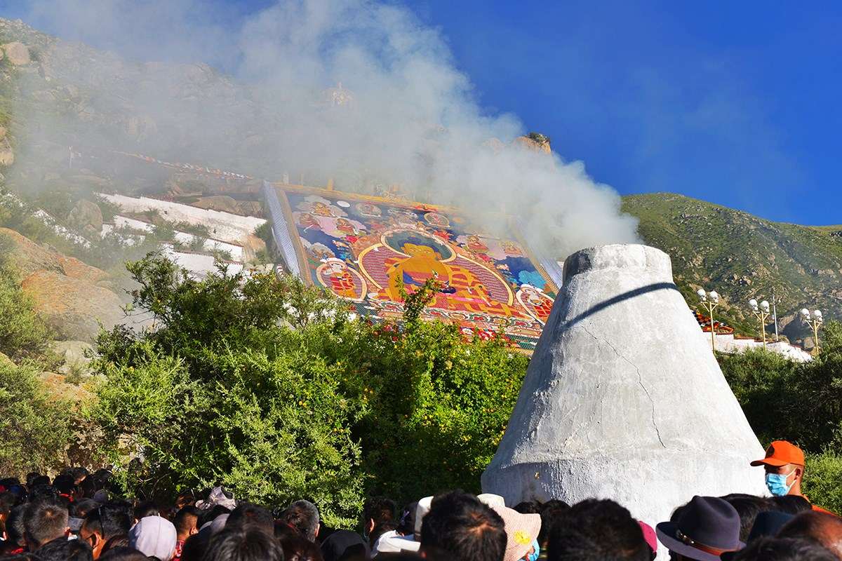 Thangka Unfolding at Drepung during Shoton Festival