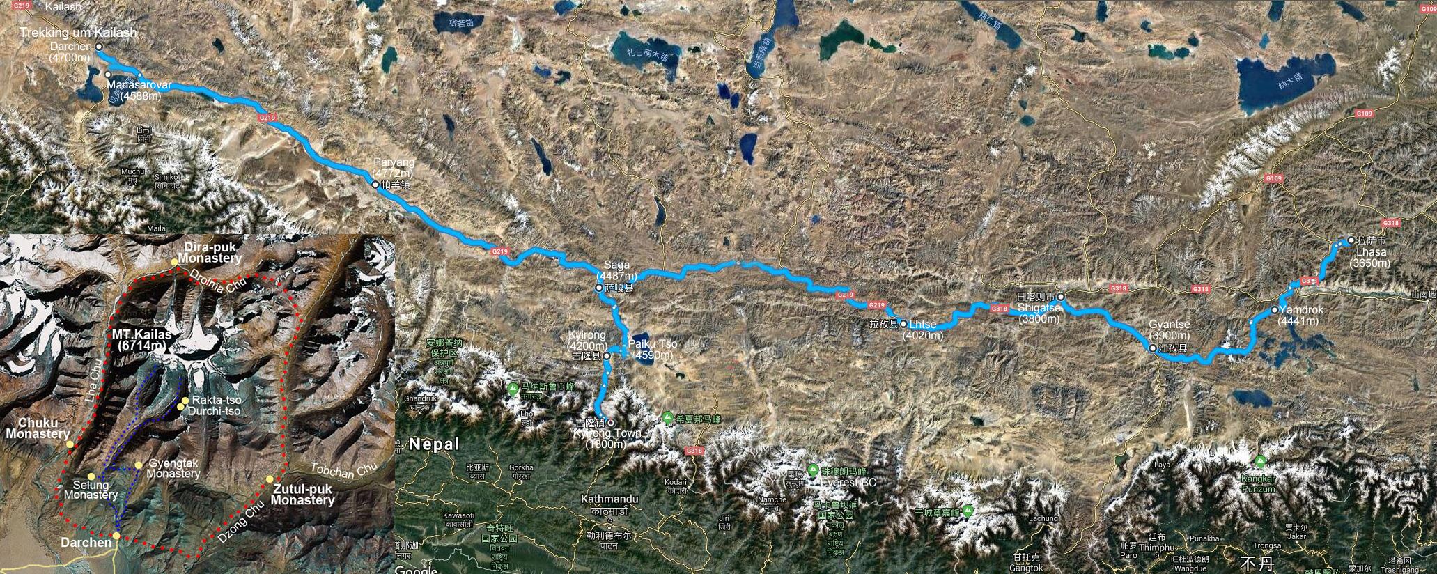 Überlandreise von Tibet nach Nepal mit Trekking um Kailash