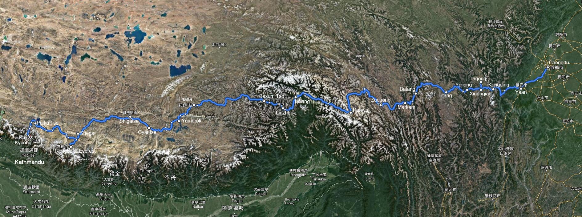 Überlandreise von Sichuan über Tibet nach Nepal mit Everest