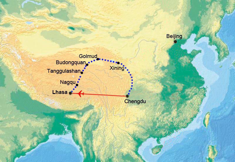 Mit Zug von Lhasa nach Chengdu
