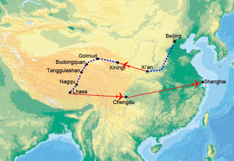 China Höhepunkte mit Tibetbahn von Xining nach Lhasa